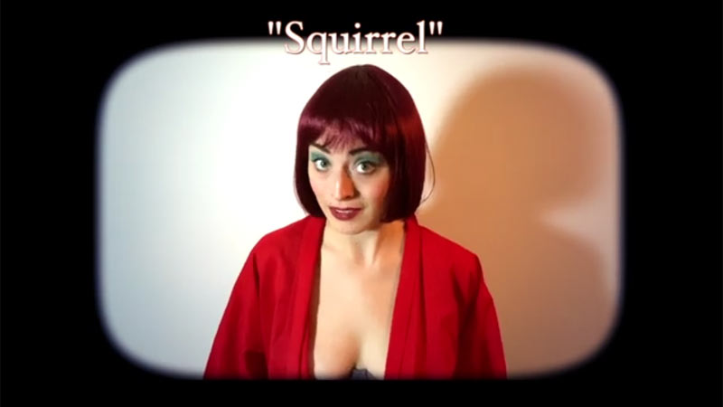 Claire Davison performs her impression of a French burlesque dancer practicing English words.